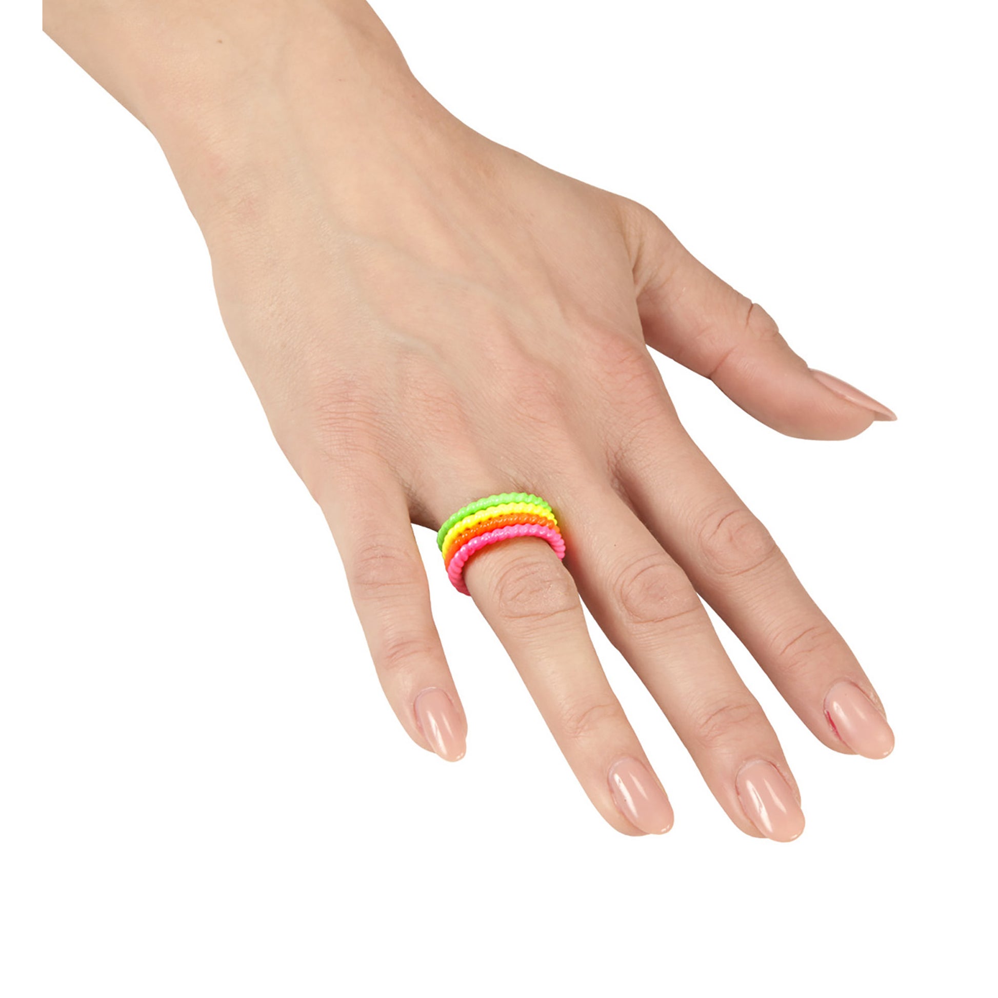 "Set von 4 RINGEN IN NEONFARBEN" – Detailansicht