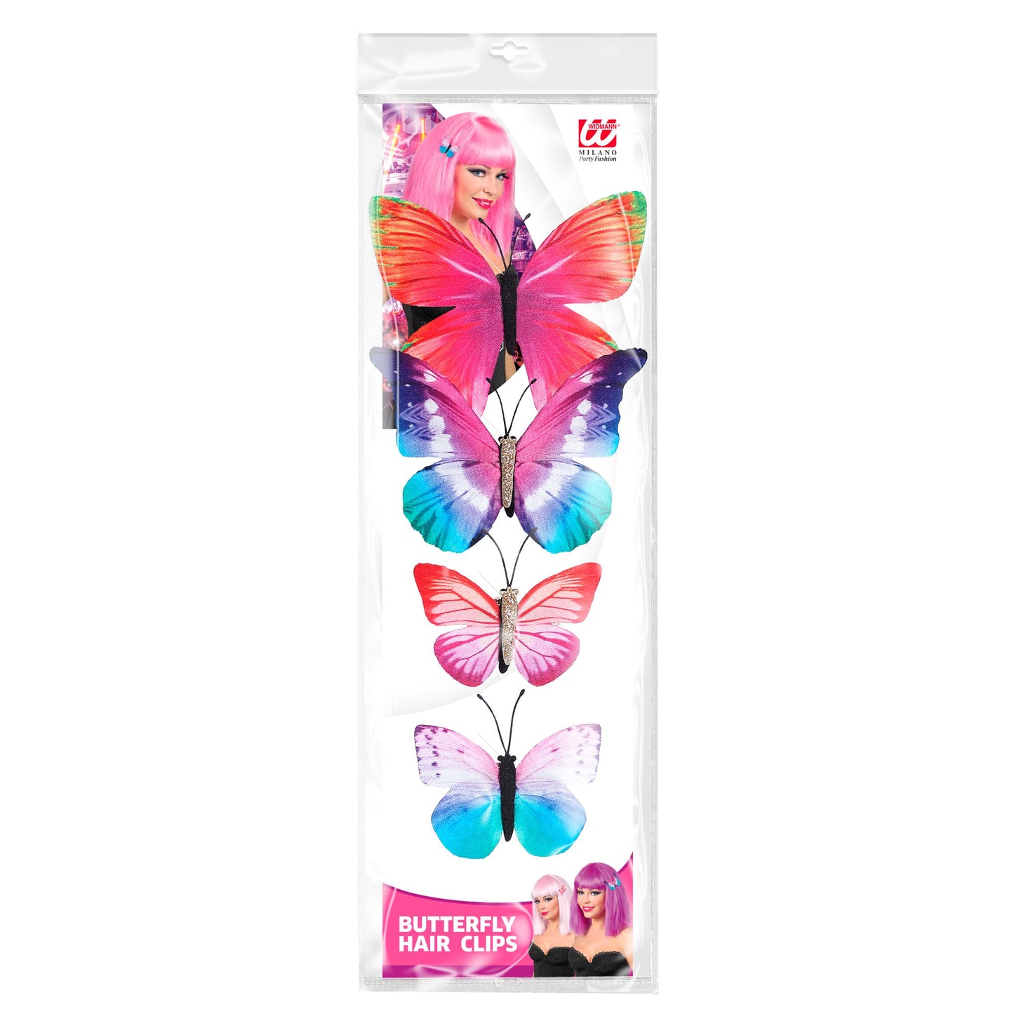 "SET VON 4 SCHMETTERLING HAARKLAMMERN" 4 Farben sortiert – Detailansicht