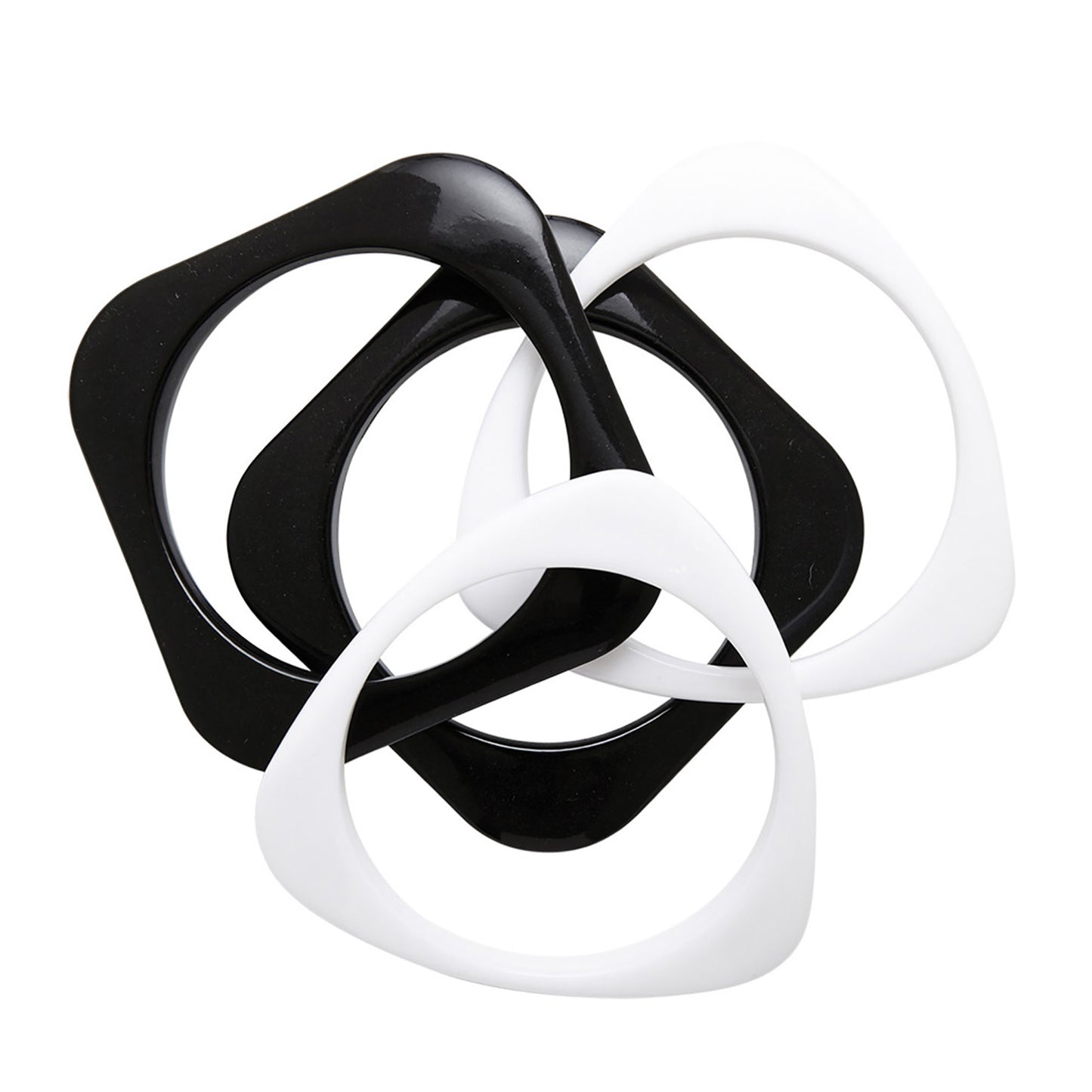 "Set von 4 SCHWARZEN UND WEISSEN DISKO ARMBÄNDERN" – Vorderansicht