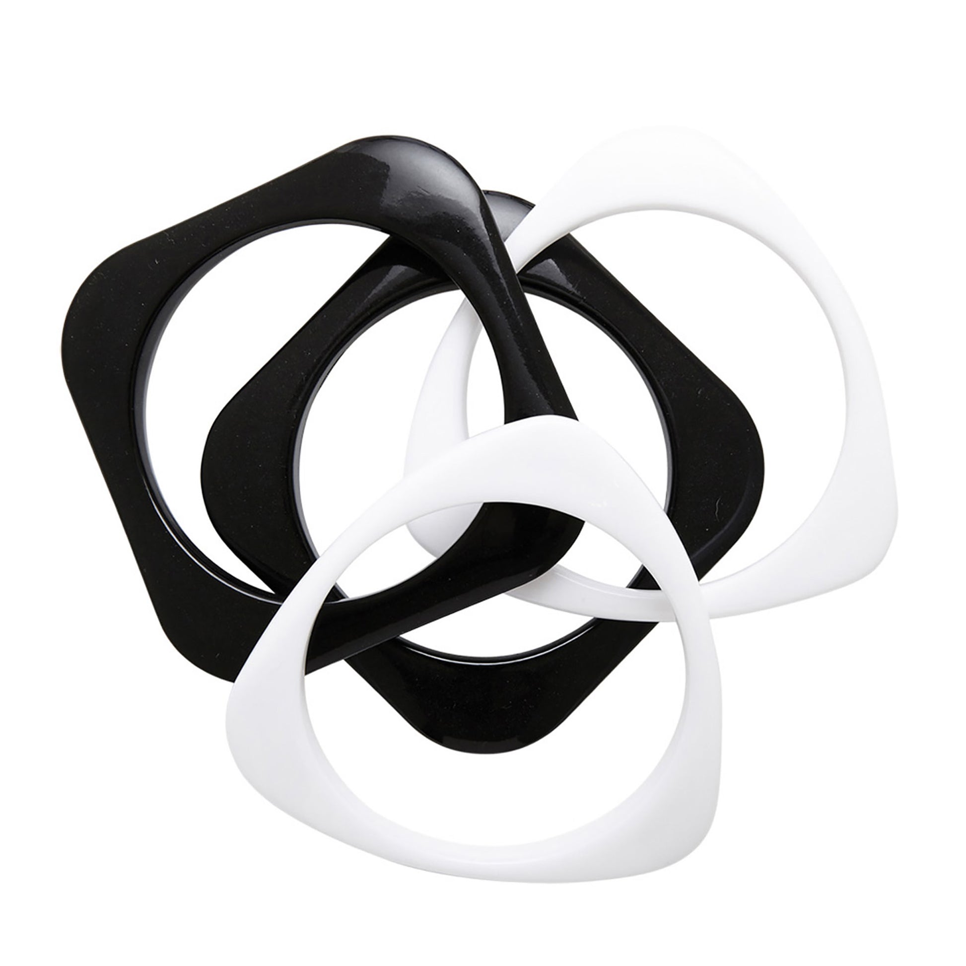 "Set von 4 SCHWARZEN UND WEISSEN DISKO ARMBÄNDERN" – Vorderansicht