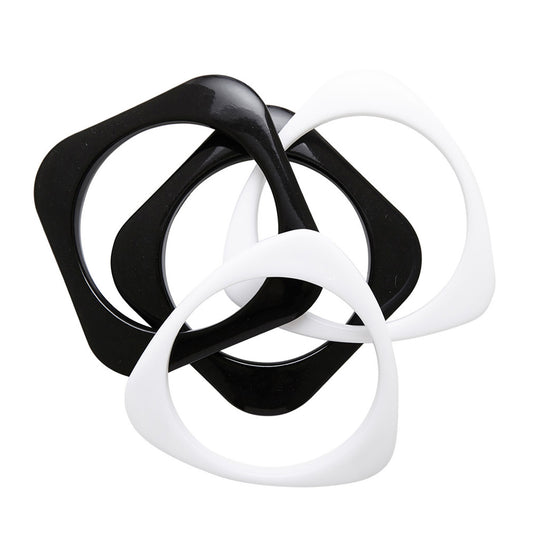 "Set von 4 SCHWARZEN UND WEISSEN DISKO ARMBÄNDERN" – Vorderansicht