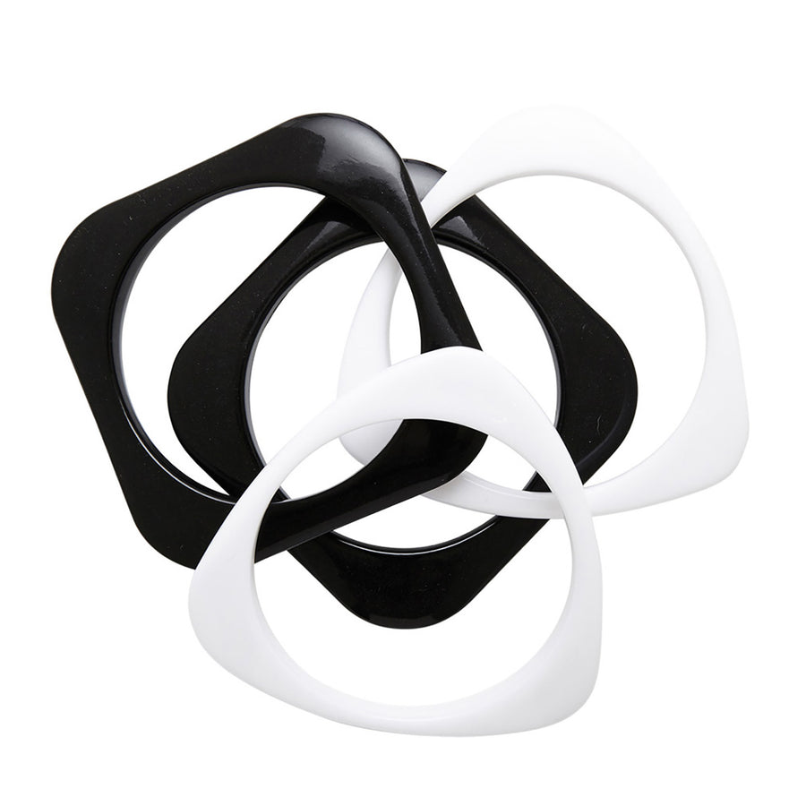 "Set von 4 SCHWARZEN UND WEISSEN DISKO ARMBÄNDERN" – Vorderansicht