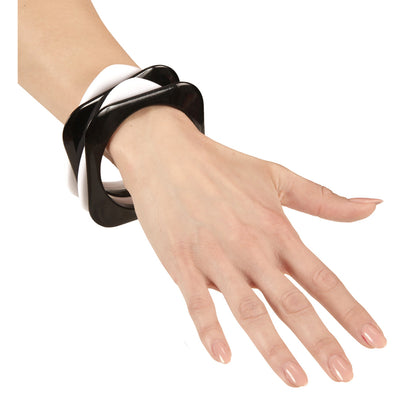 "Set von 4 SCHWARZEN UND WEISSEN DISKO ARMBÄNDERN" – Detailansicht