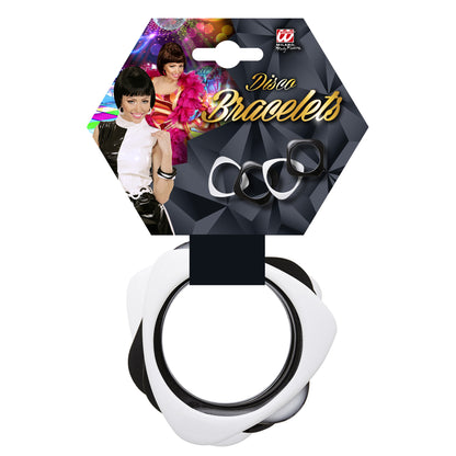 "Set von 4 SCHWARZEN UND WEISSEN DISKO ARMBÄNDERN" – Ansicht 3