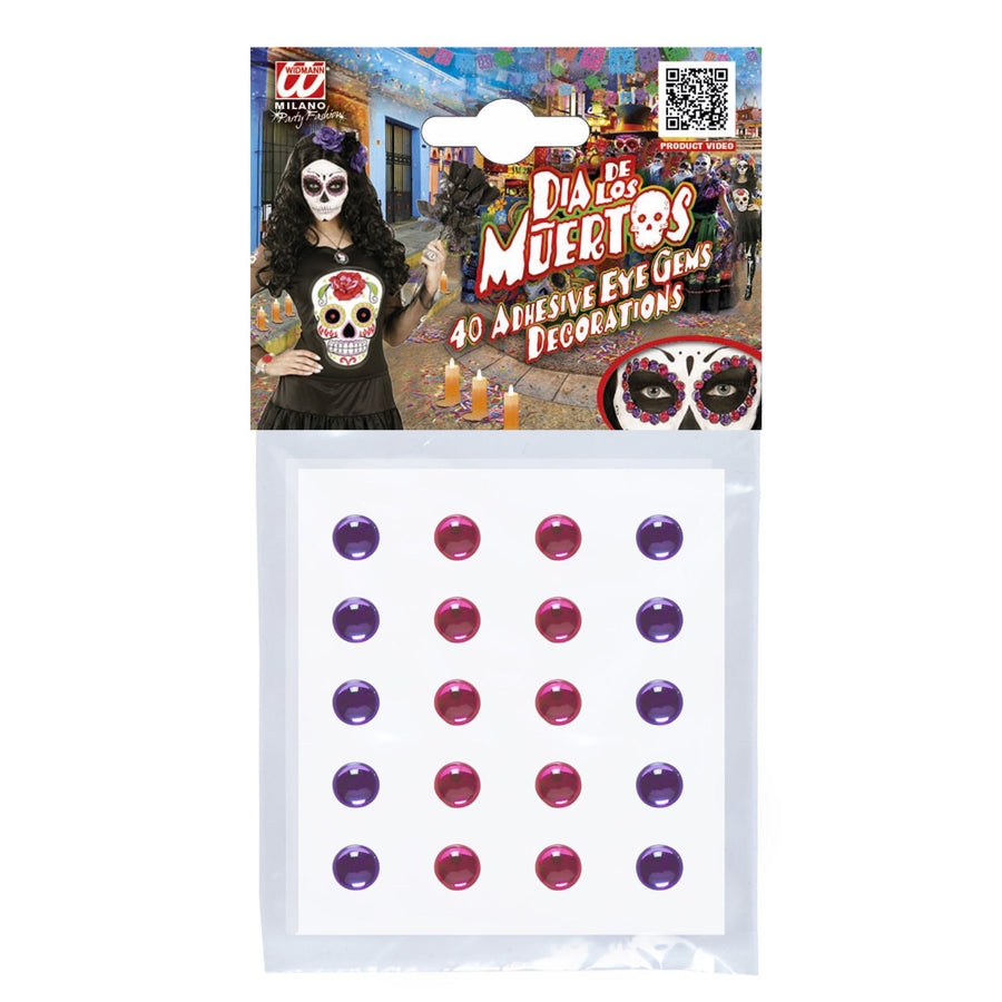 "Set von 40 SCHMUCKSTEINEN ZUM AUFKLEBEN - VIOLETT/PINK" – Vorderansicht