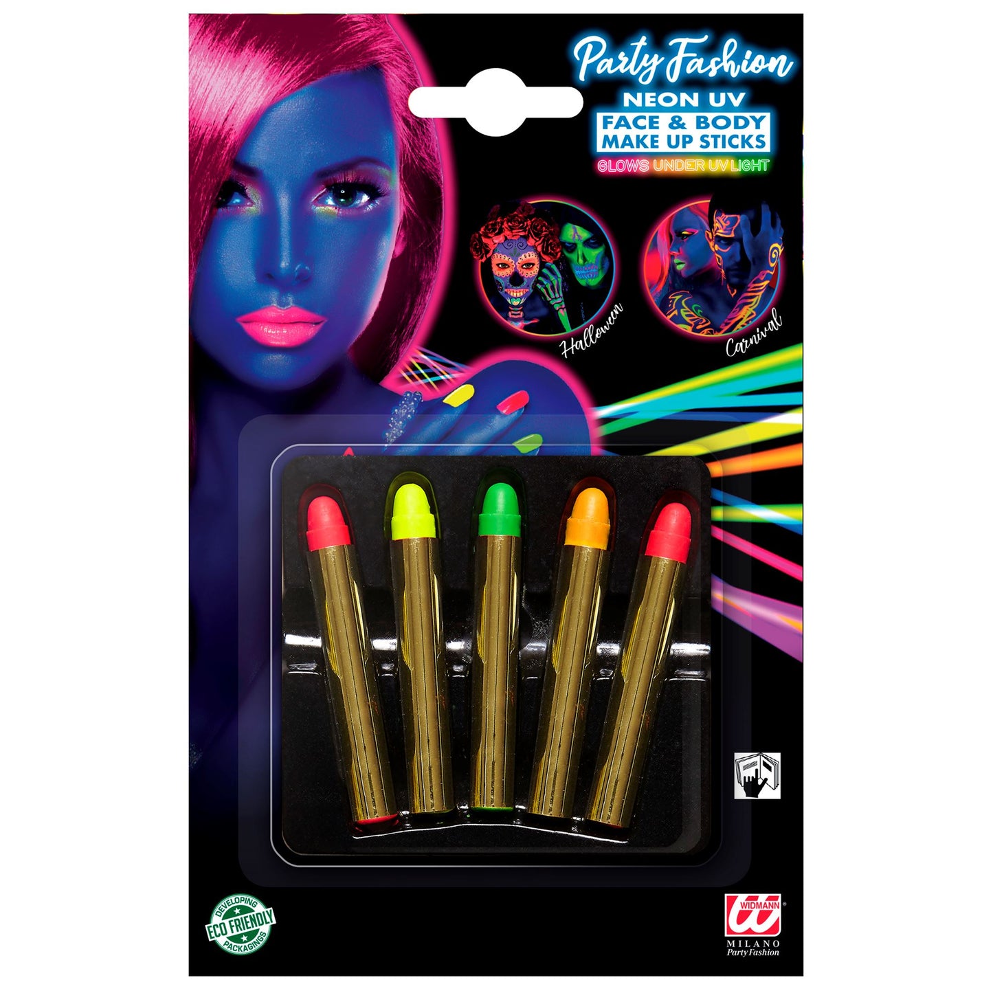 "Set von 5 NEON SCHMINKSTIFTEN" - 15 g – Vorderansicht
