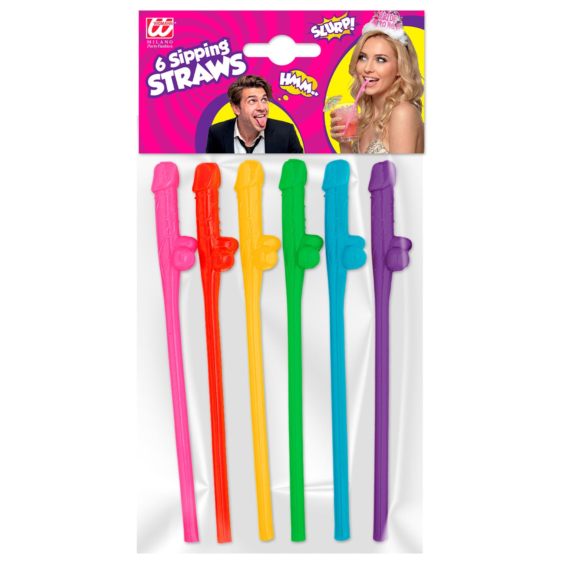 "Set von 6 FARBIGEN WILLY STROHHALMEN" – Detailansicht