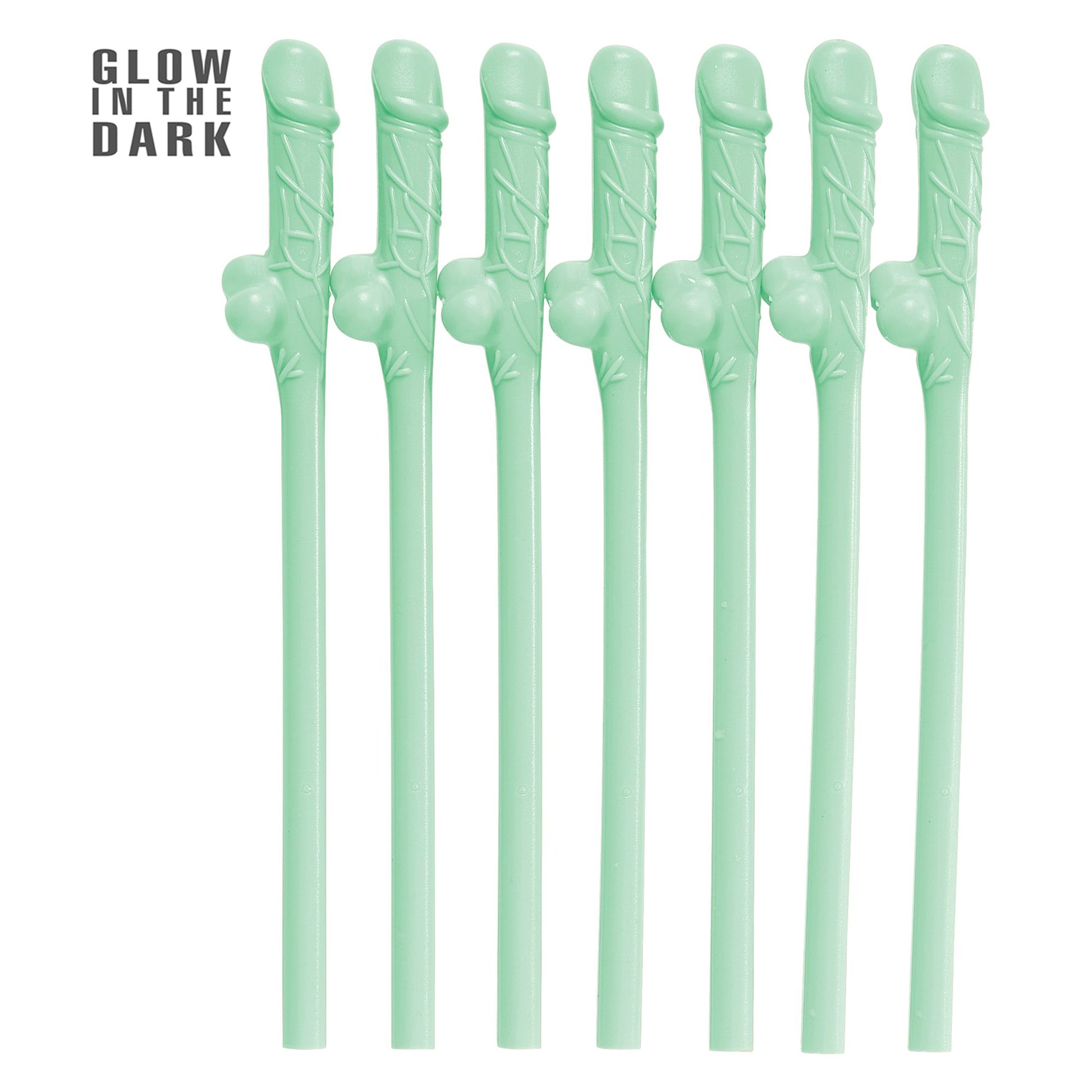 "Set von 6 GLOW IN THE DARK WILLY STROHHALMEN" – Vorderansicht
