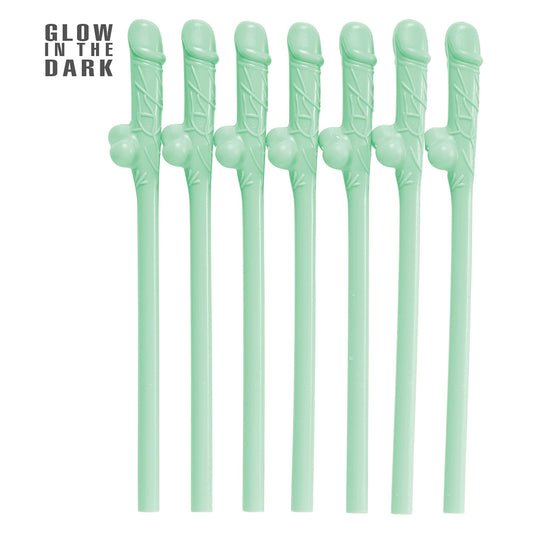 "Set von 6 GLOW IN THE DARK WILLY STROHHALMEN" – Vorderansicht