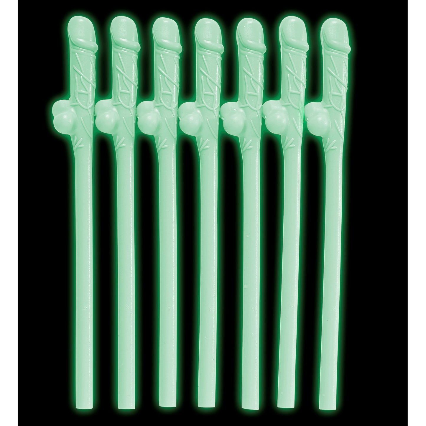 "Set von 6 GLOW IN THE DARK WILLY STROHHALMEN" – Detailansicht