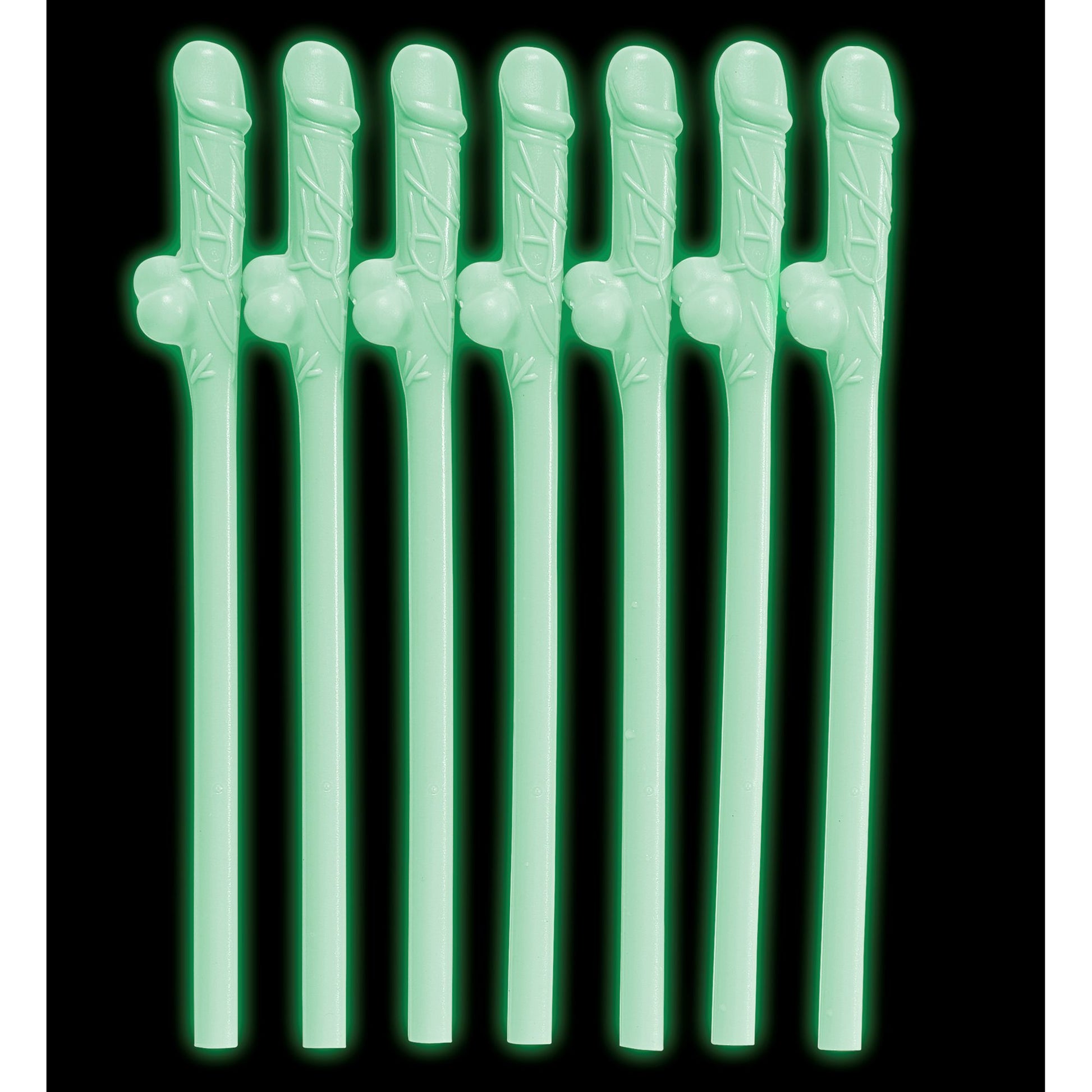 "Set von 6 GLOW IN THE DARK WILLY STROHHALMEN" – Detailansicht