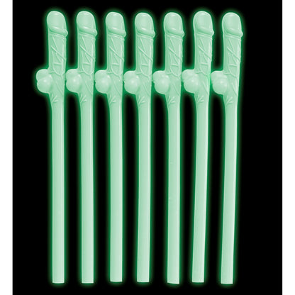 "Set von 6 GLOW IN THE DARK WILLY STROHHALMEN" – Detailansicht