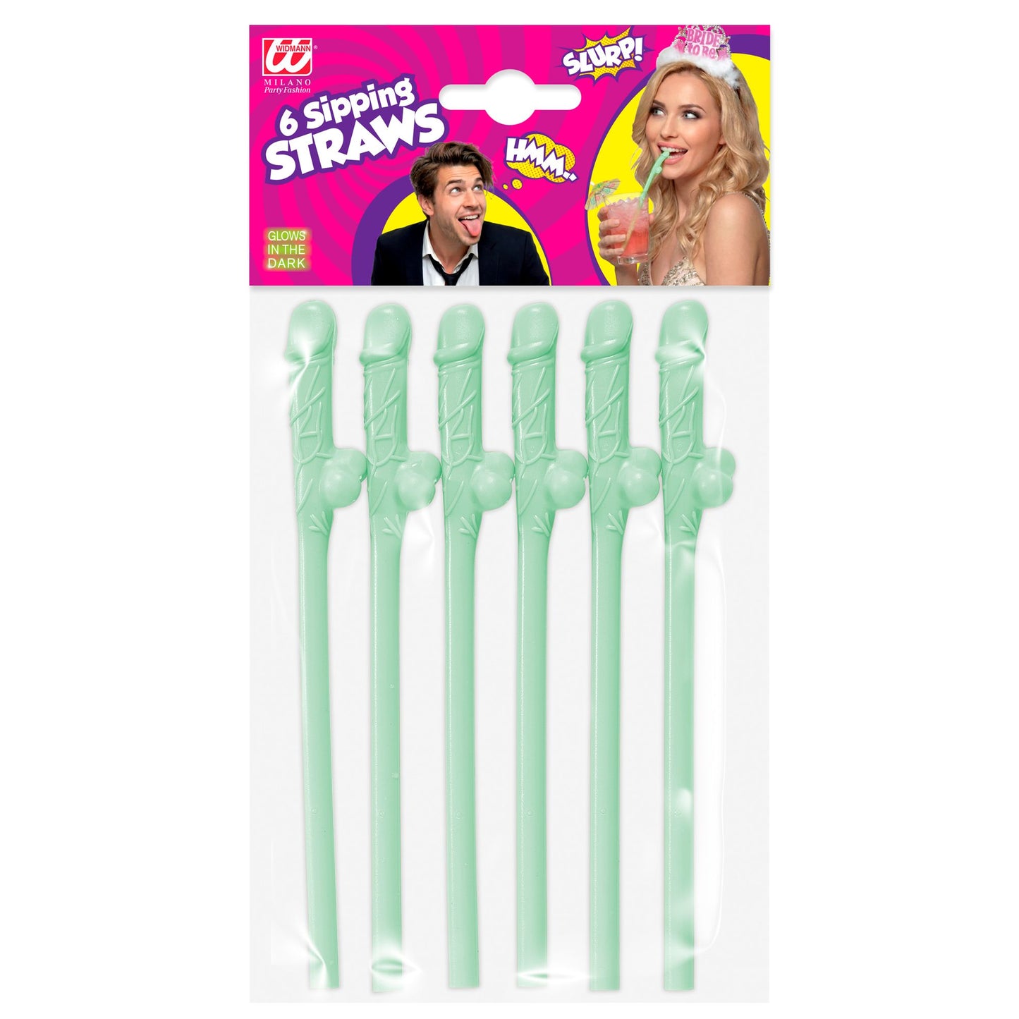 "Set von 6 GLOW IN THE DARK WILLY STROHHALMEN" – Ansicht 3