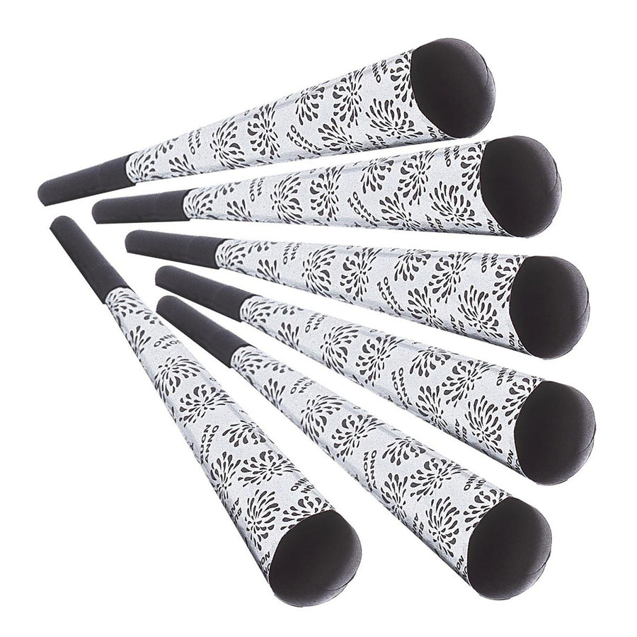 "Set von 6 TROMPETEN BUON ANNO SILBER" 25 cm – Vorderansicht