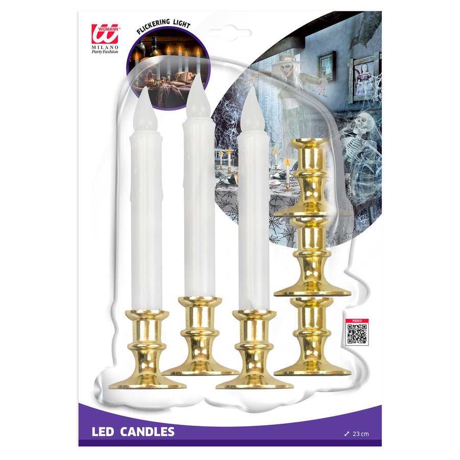 "SET VON 6 WEIßEN FLACKERNDEN LED KERZEN MIT TIMER" 23 cm – Detailansicht