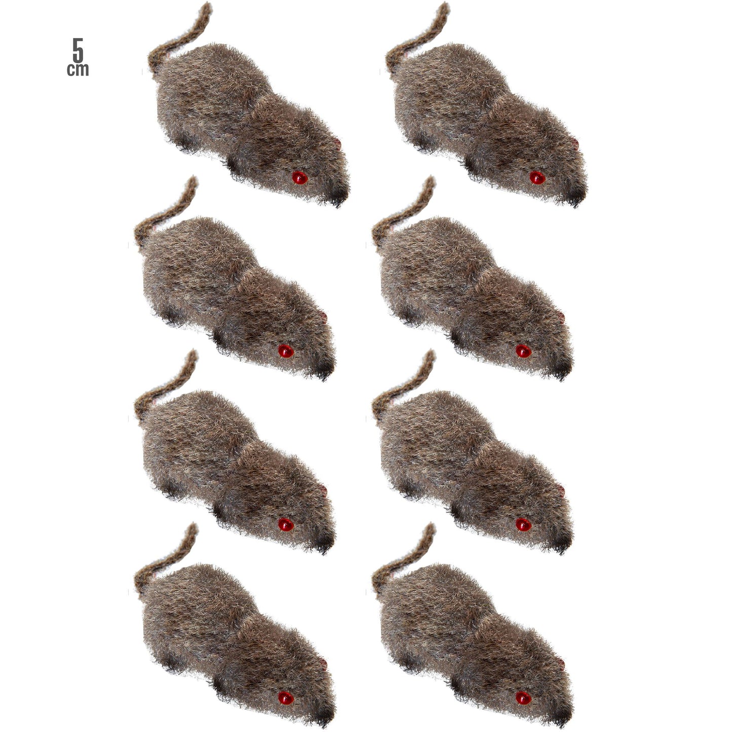 "Set von 8 FLOCKIERTEN MÄUSEN" 5 cm – Vorderansicht