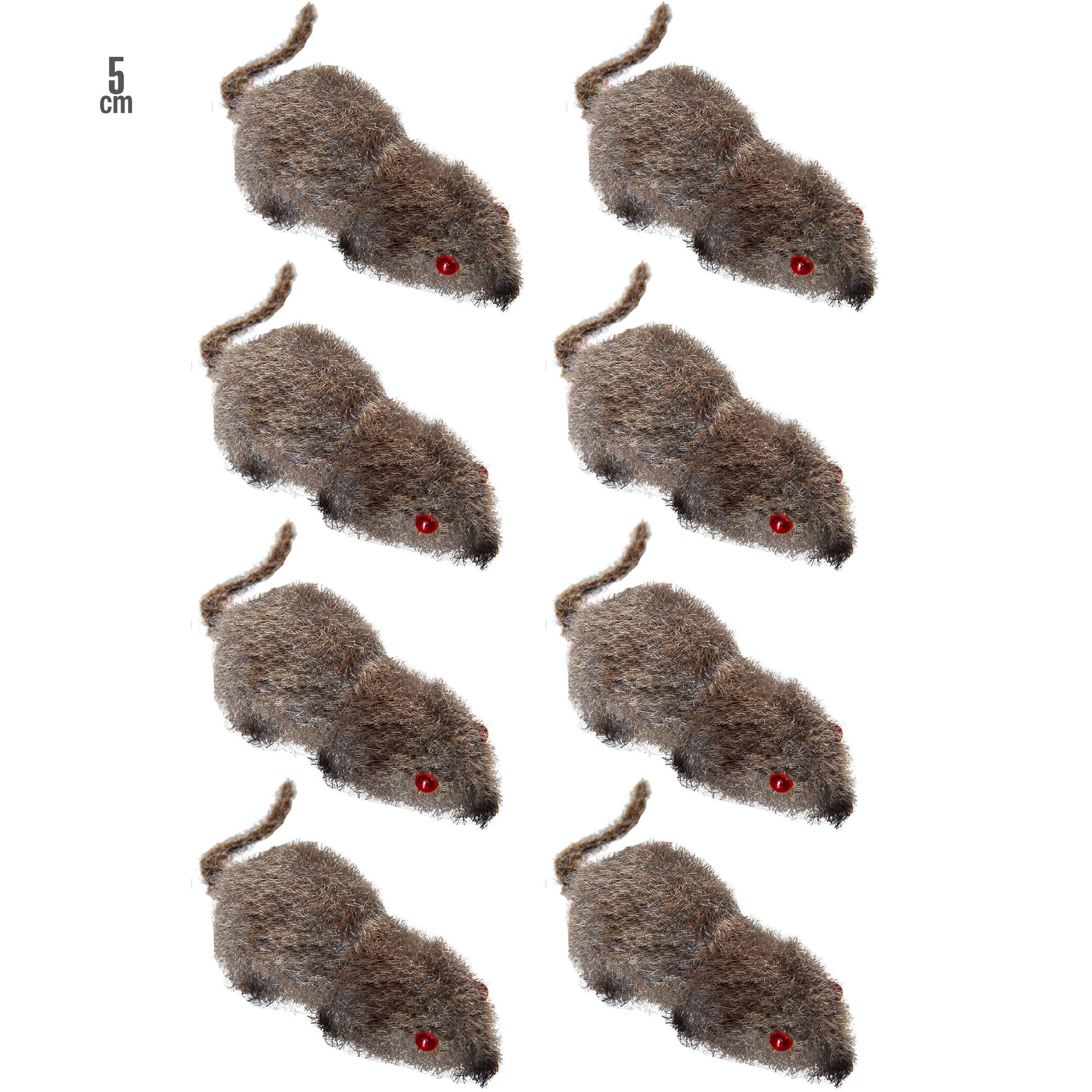 "Set von 8 FLOCKIERTEN MÄUSEN" 5 cm – Vorderansicht