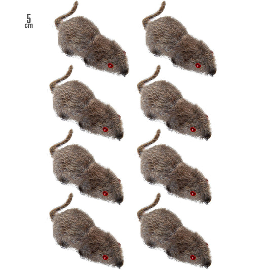 "Set von 8 FLOCKIERTEN MÄUSEN" 5 cm – Vorderansicht