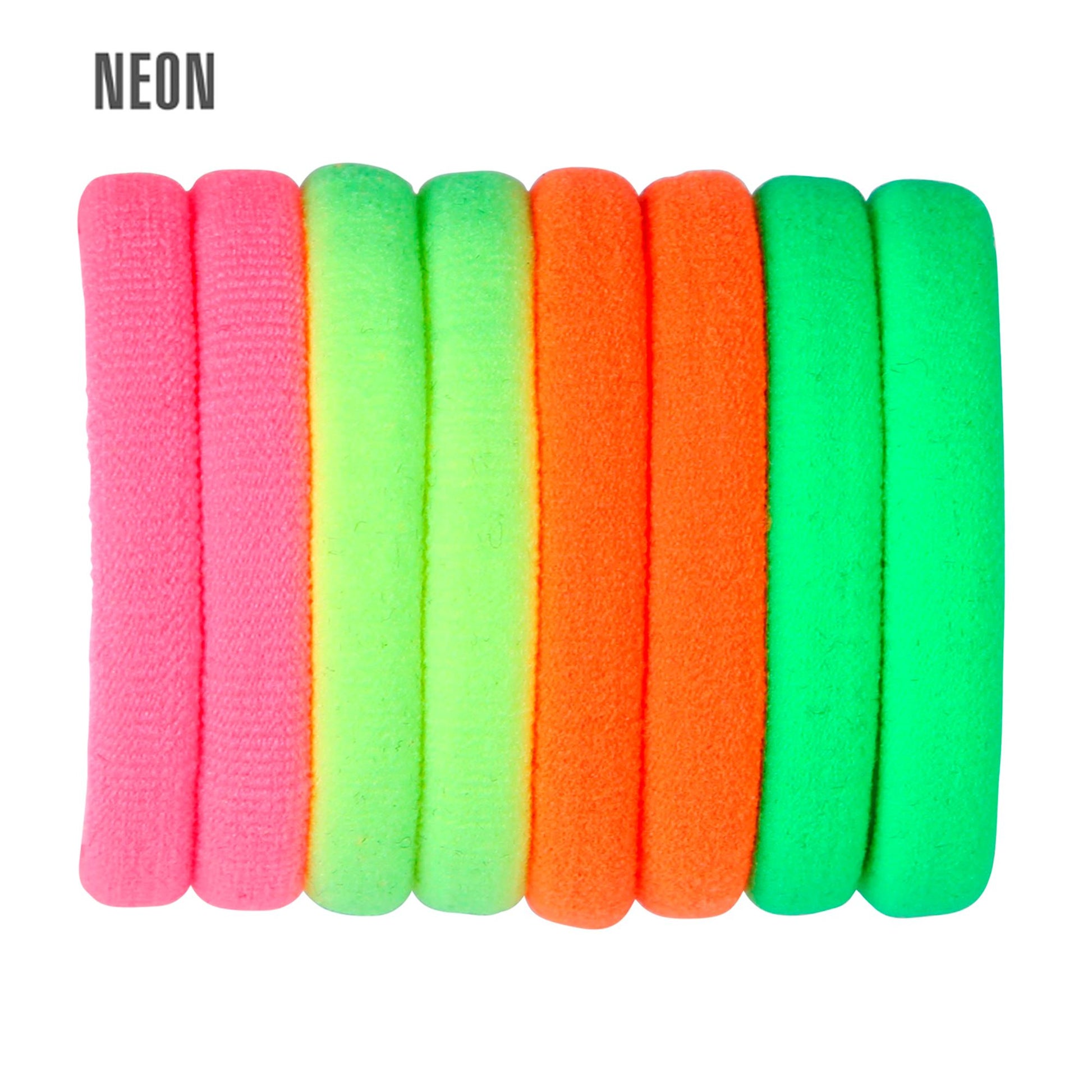 "SET VON 8 NEON HAARGUMMIS" 4 Farben sortiert – Vorderansicht