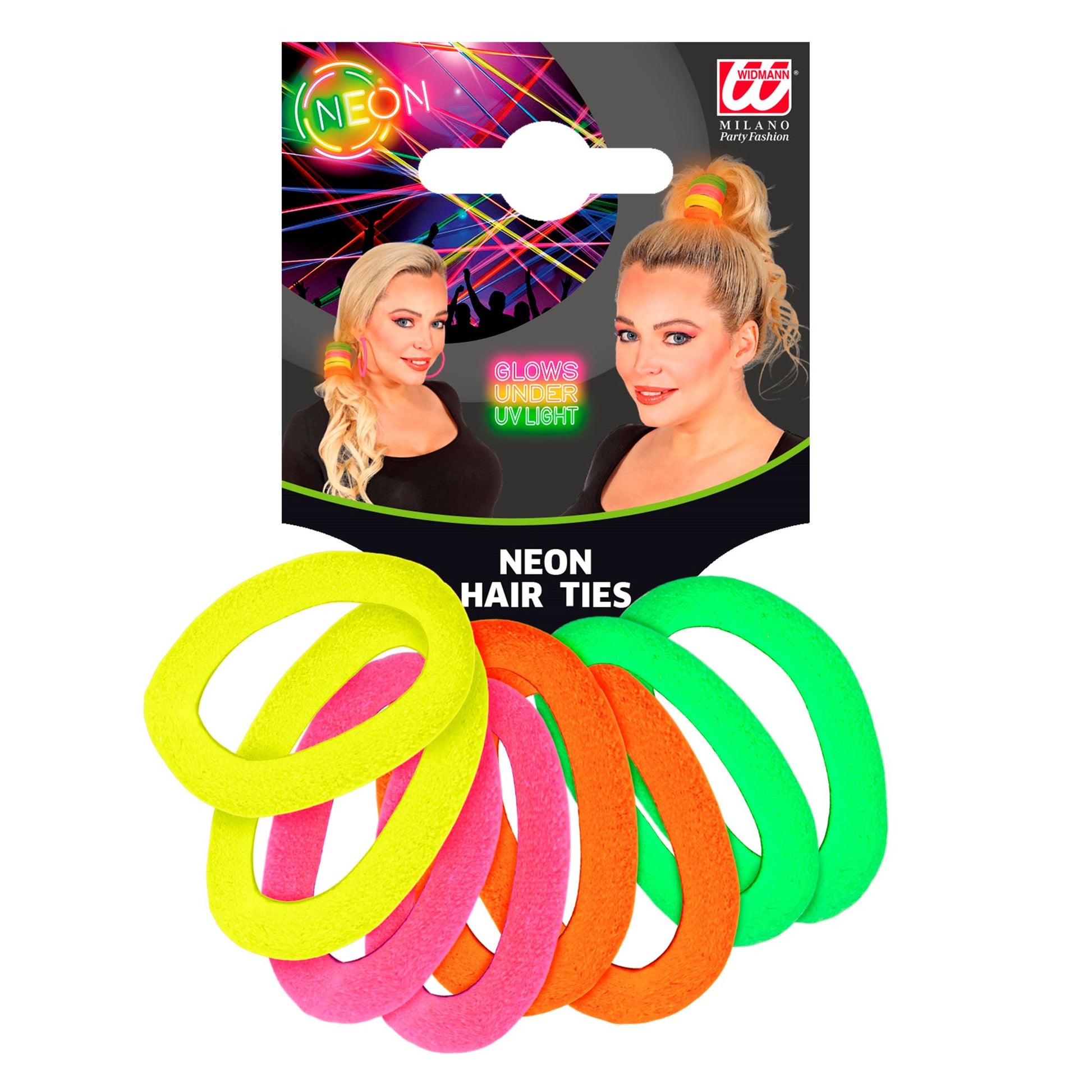"SET VON 8 NEON HAARGUMMIS" 4 Farben sortiert – Ansicht 3