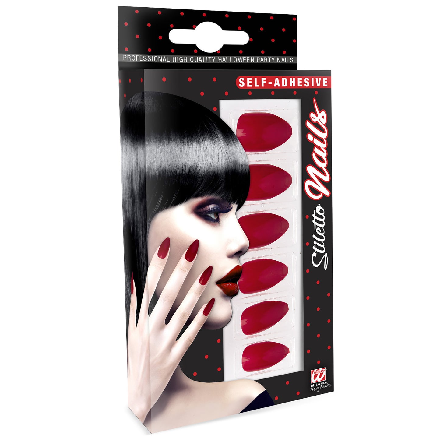 "Set von SELBSTKLEBENDEN STILETTO FINGERNÄGELN - BORDEAUX ROT" – Vorderansicht