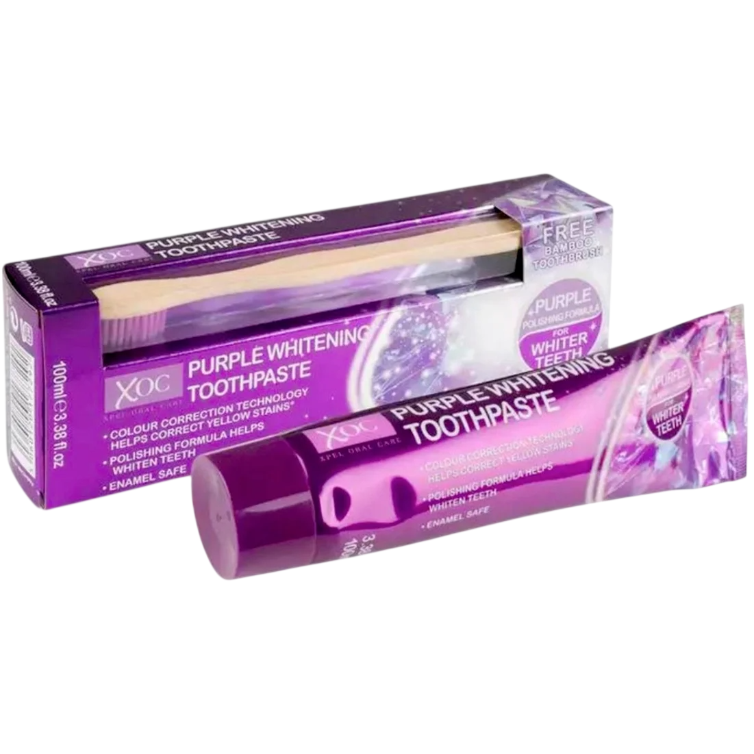 Set XOC: Purple Whitening, Whitening, Toothpaste, 100 g + Purple Whitening, Toothbrush