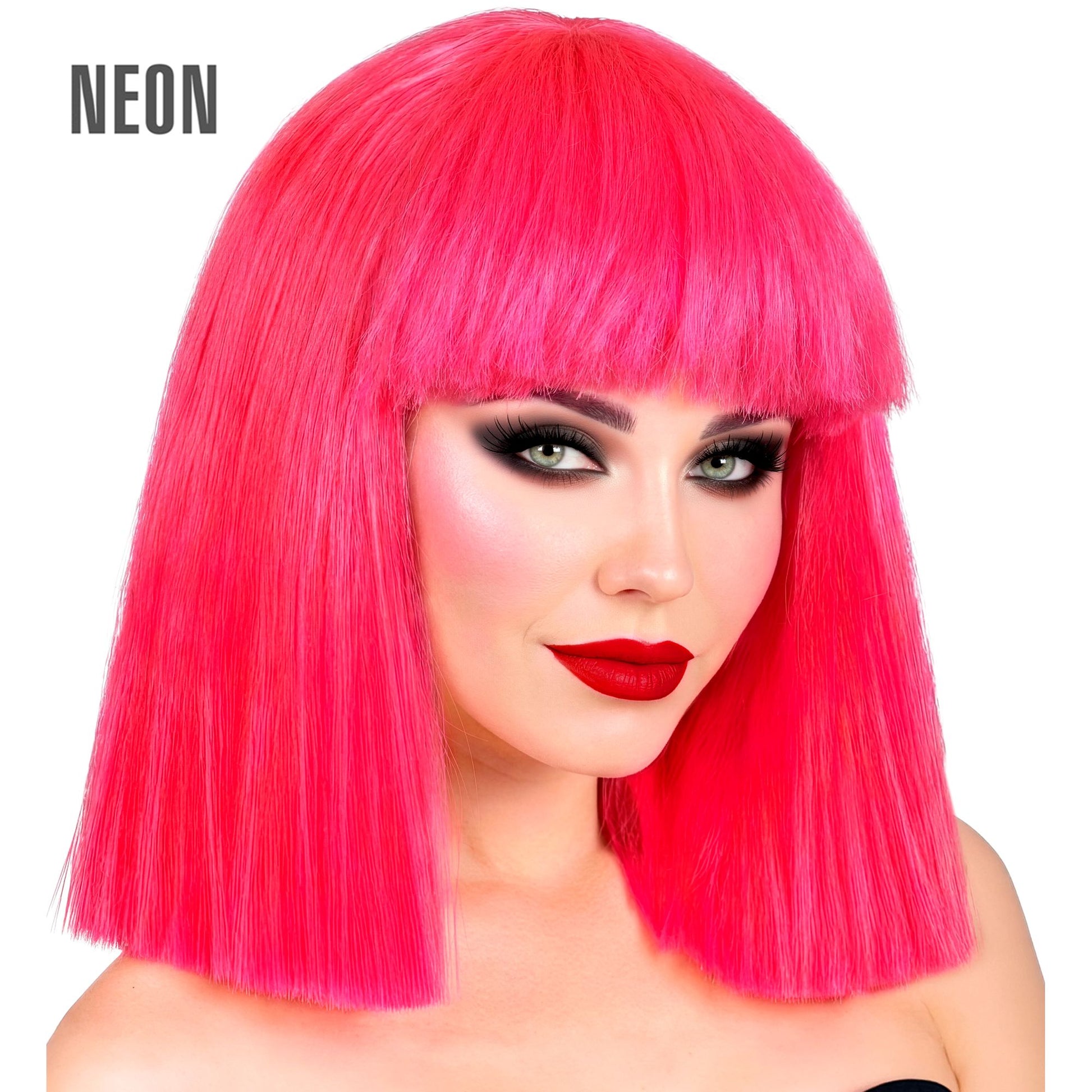 "SHOWGIRL PERÜCKE" neon Pink in Box – Vorderansicht