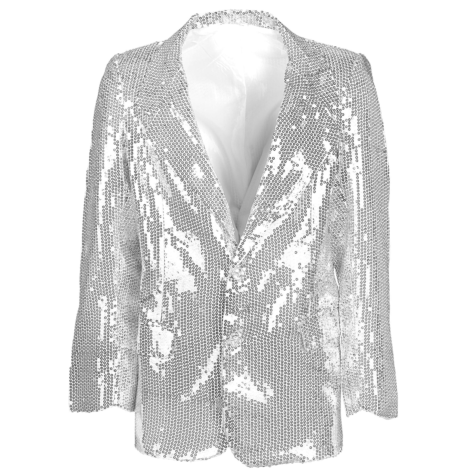 "SHOWTIME" (silberfarbige Paillettenjacke) – Detailansicht