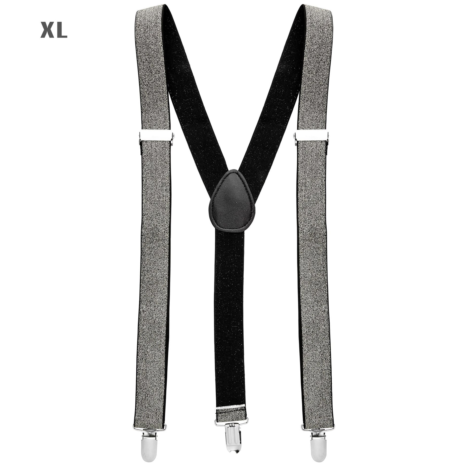 "SILBERNE LUREXHOSENTRÄGER" (ultralang bis 115-120 cm) – Vorderansicht