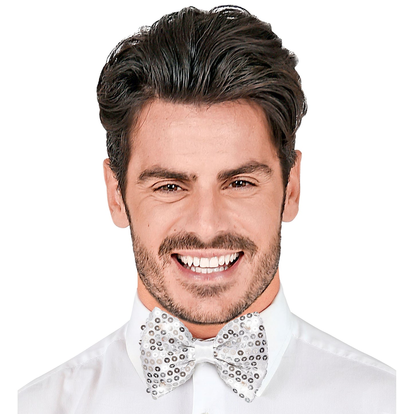 "SILBERNE PAILLETTENFLIEGE MIT 4 LED LICHTERN" regulierbar – Ansicht 3