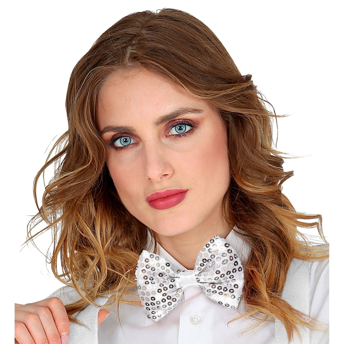 "SILBERNE PAILLETTENFLIEGE MIT 4 LED LICHTERN" regulierbar – Ansicht 4