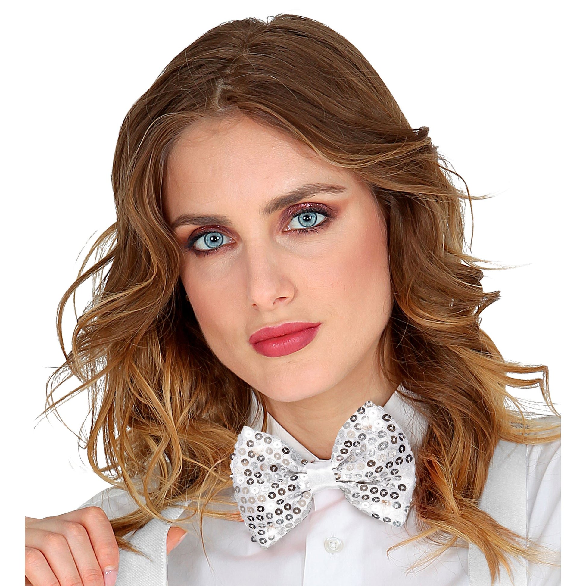 "SILBERNE PAILLETTENFLIEGE MIT 4 LED LICHTERN" regulierbar – Ansicht 4