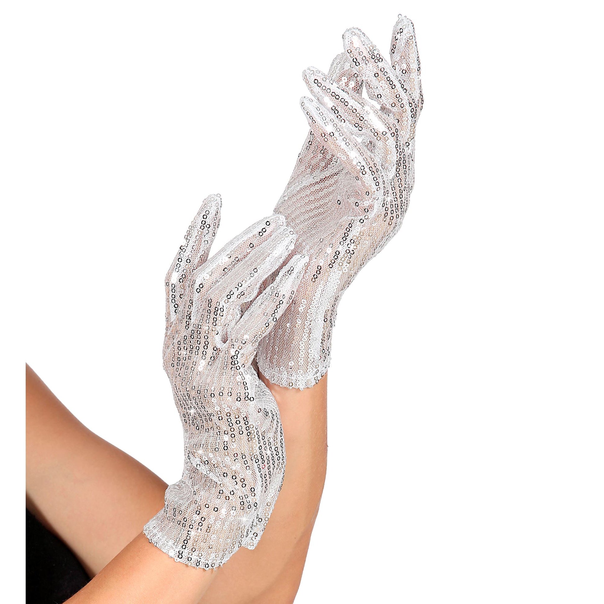 "SILBERNE PAILLETTENHANDSCHUHE" – Vorderansicht