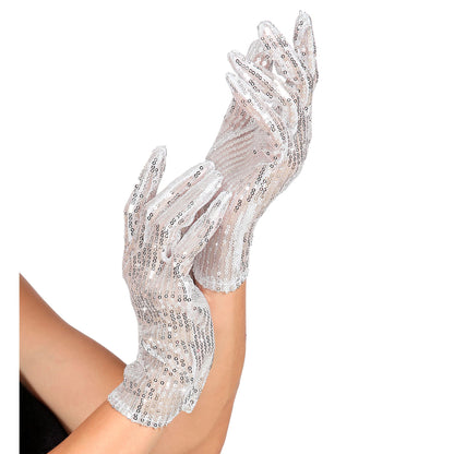 "SILBERNE PAILLETTENHANDSCHUHE" – Vorderansicht