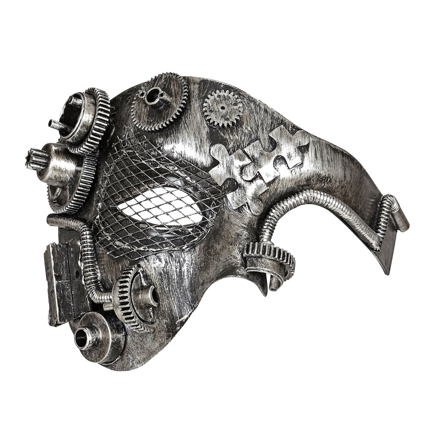 "SILBERNE STEAMPUNK HALBMASKE" – Vorderansicht