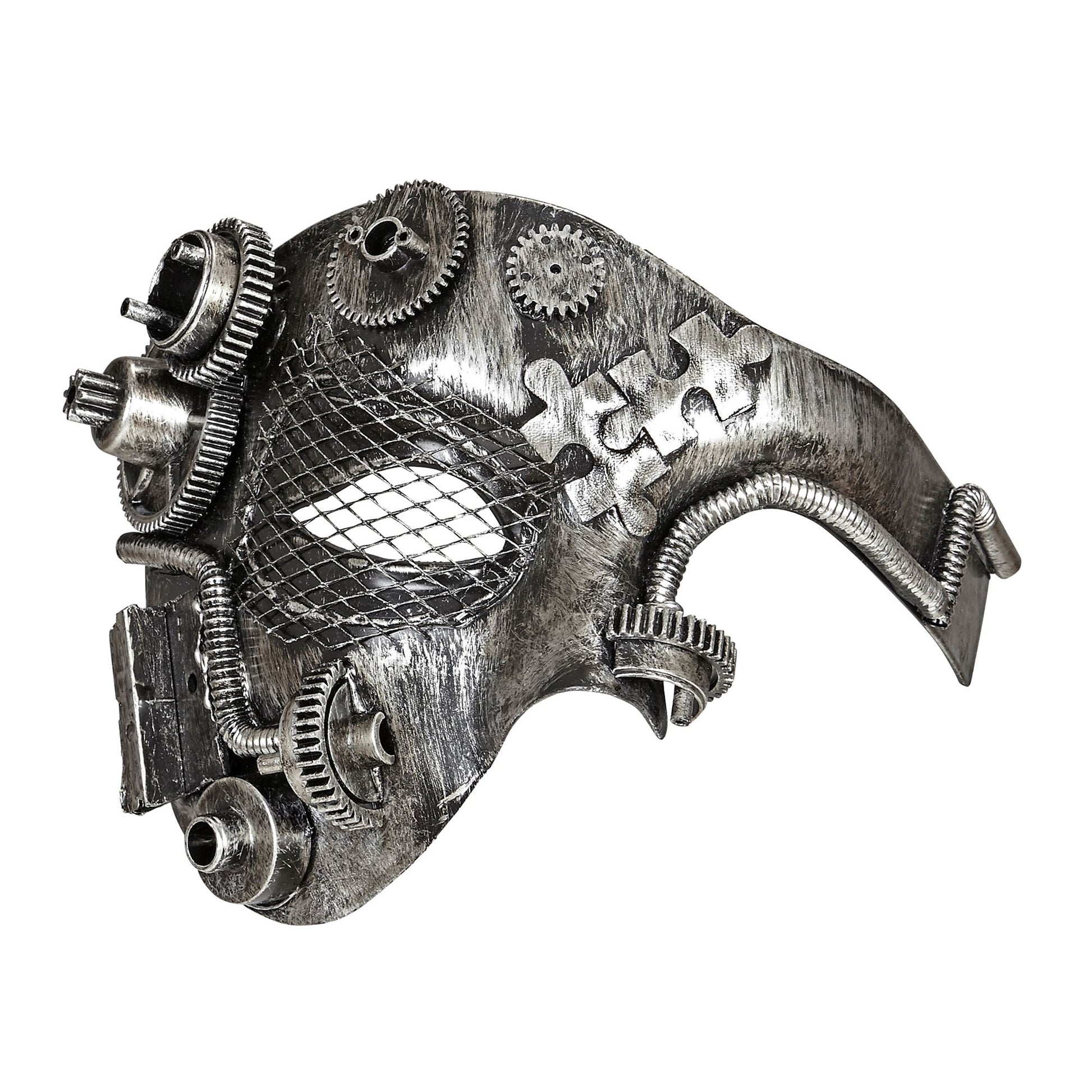 "SILBERNE STEAMPUNK HALBMASKE" – Vorderansicht