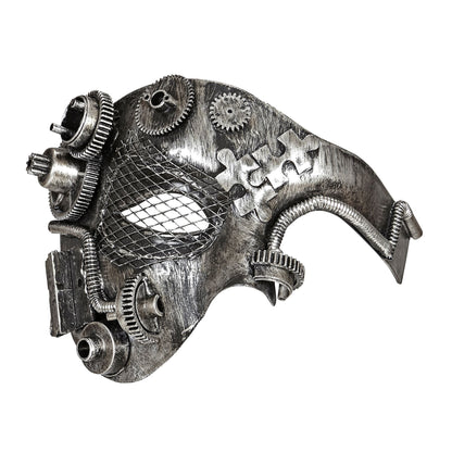 "SILBERNE STEAMPUNK HALBMASKE" – Vorderansicht