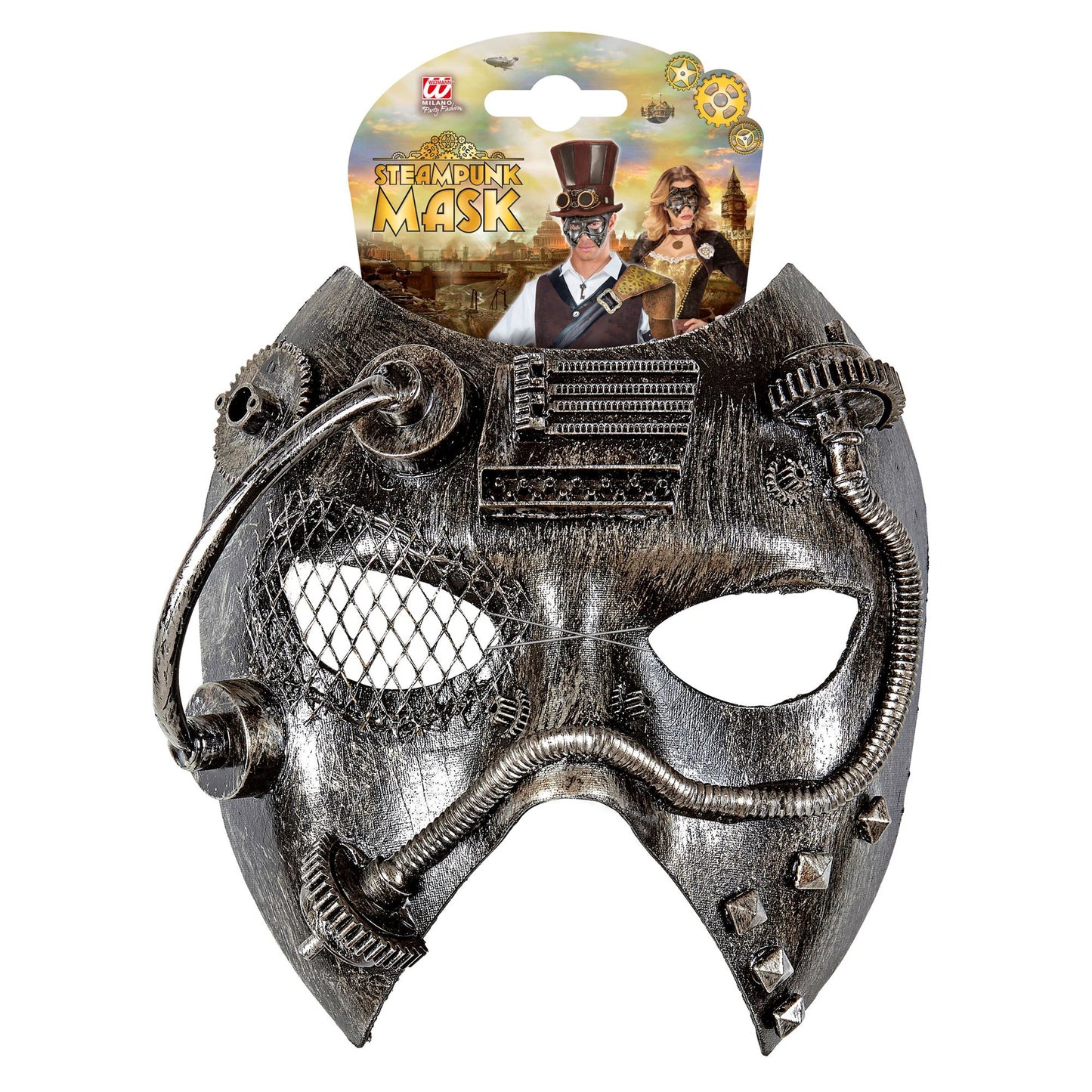 "SILBERNE STEAMPUNK MASKE" – Detailansicht