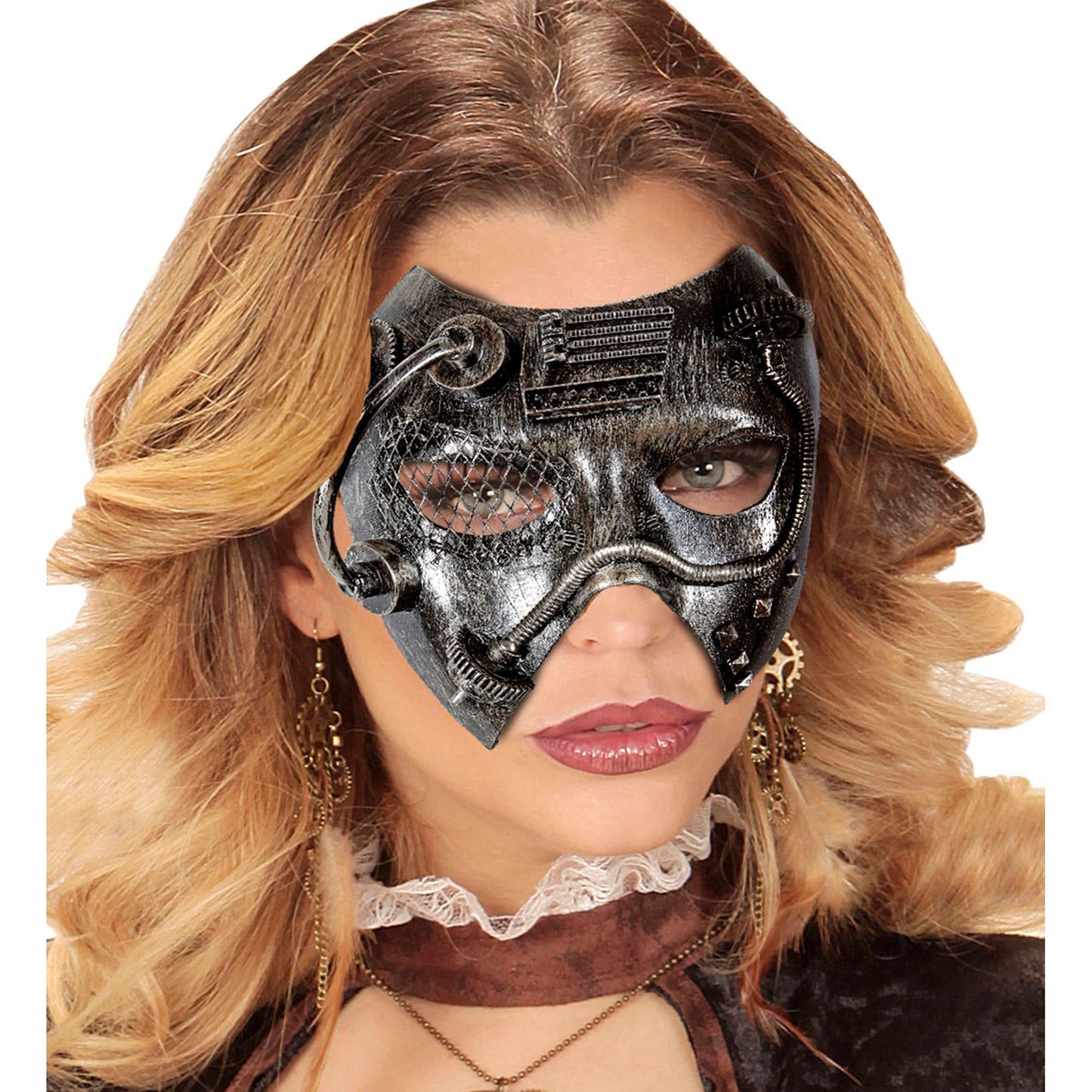 "SILBERNE STEAMPUNK MASKE" – Ansicht 3