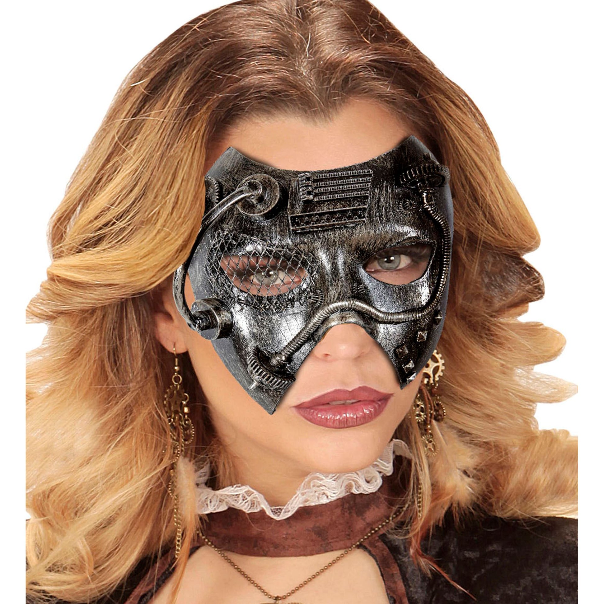"SILBERNE STEAMPUNK MASKE" – Ansicht 3