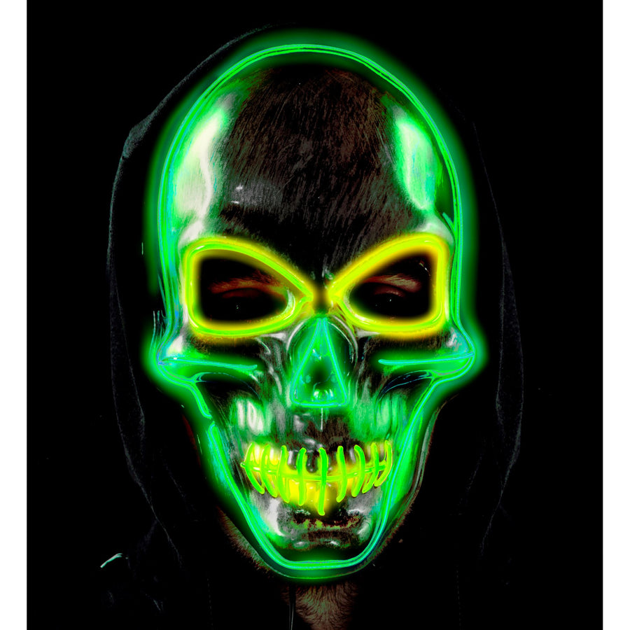 "SILBERNE TOTENKOPFMASKE MIT FARBIGEN LEDS" – Detailansicht