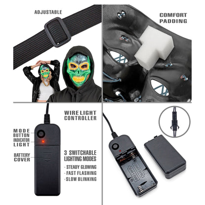 "SILBERNE TOTENKOPFMASKE MIT FARBIGEN LEDS" – Ansicht 4