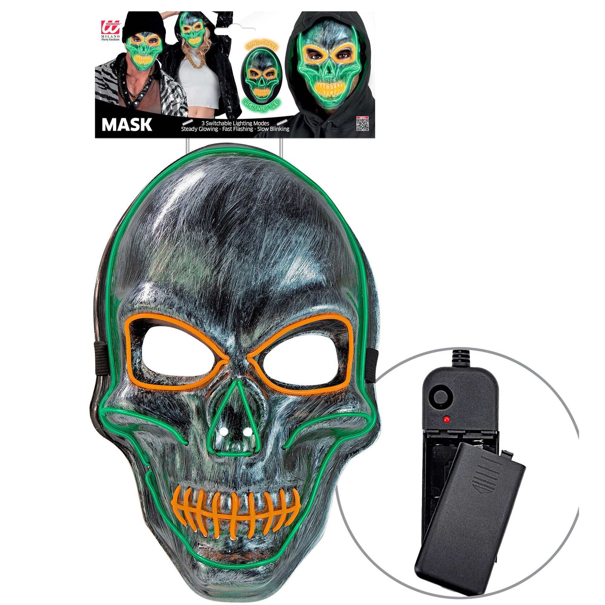 "SILBERNE TOTENKOPFMASKE MIT FARBIGEN LEDS" – Ansicht 5