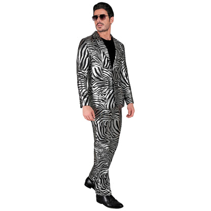 "SILBERNER ANIMAL PRINT PARTY FASHION ANZUG" (Jackett, Hose) – Ansicht 3