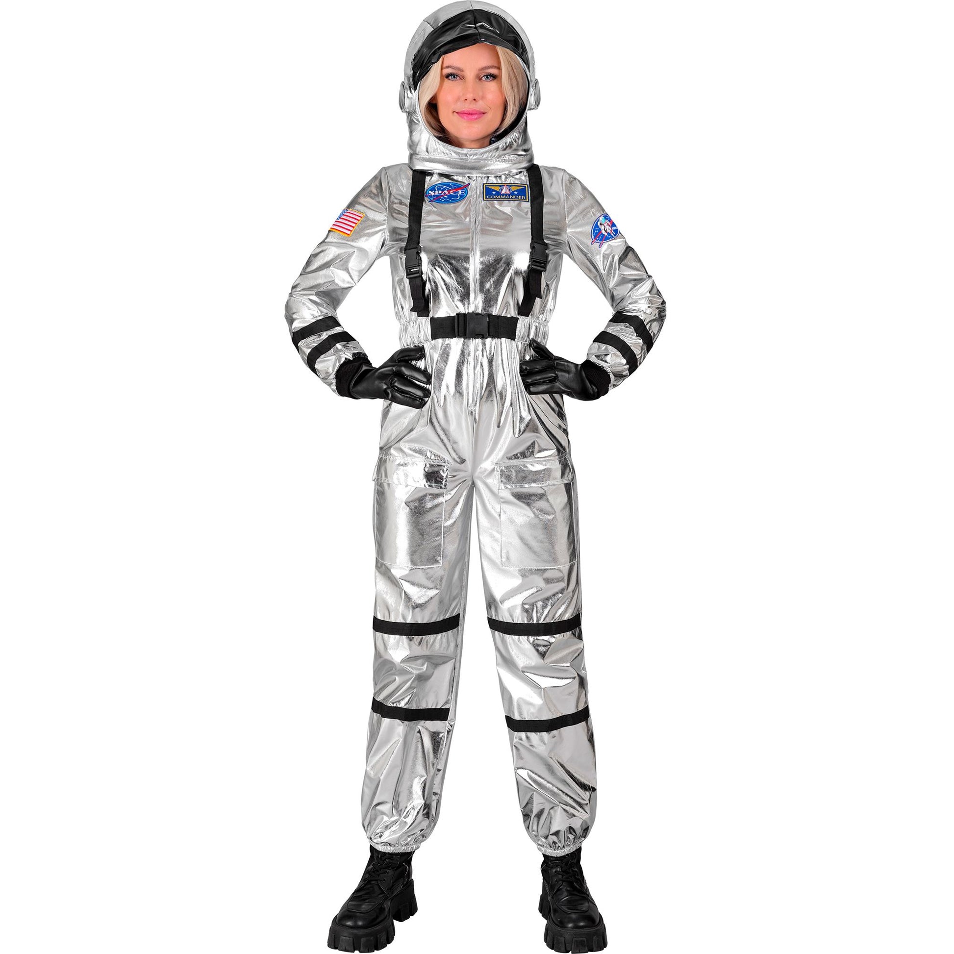 "SILBERNER ASTRONAUT" (Overall, Helm) – Vorderansicht