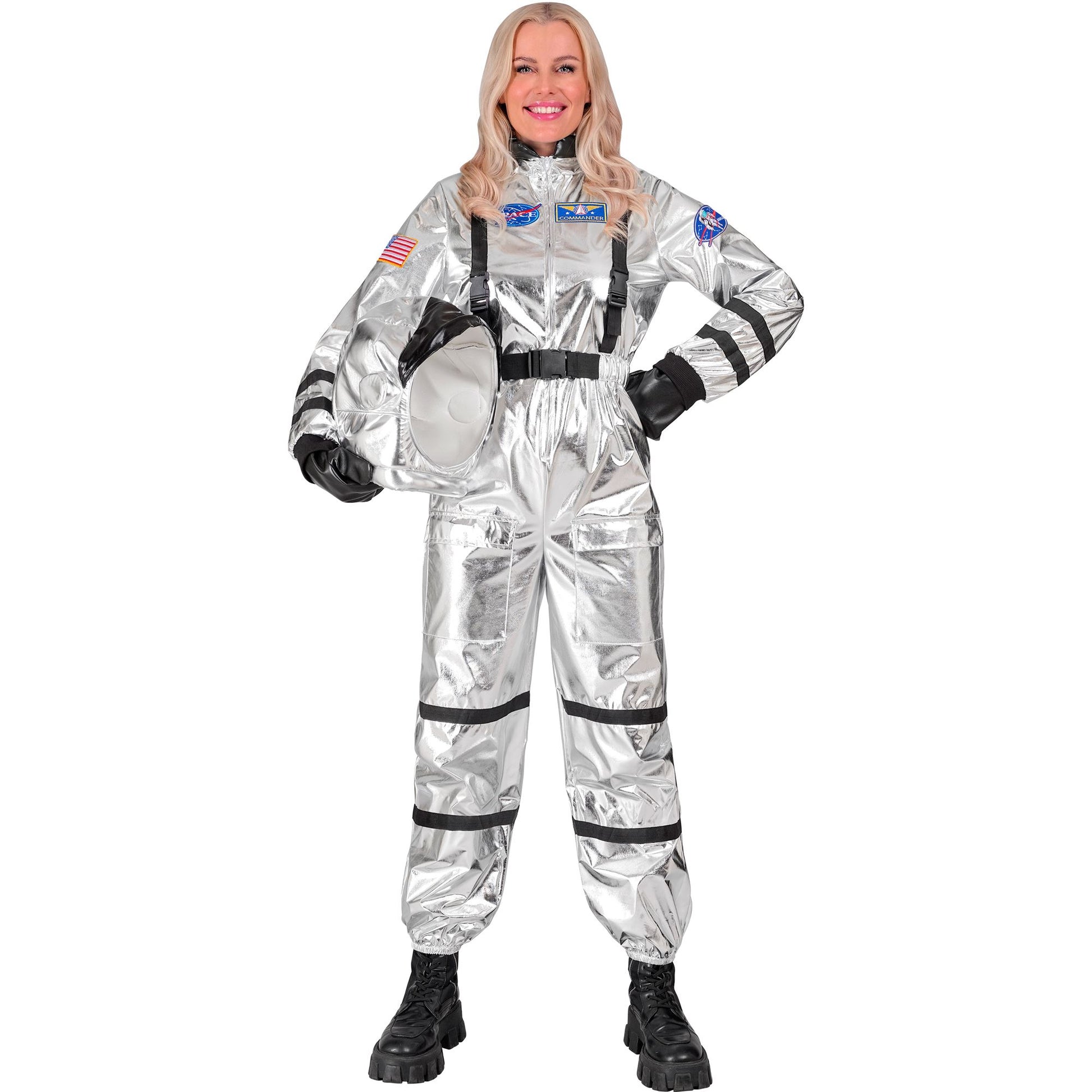 "SILBERNER ASTRONAUT" (Overall, Helm) – Detailansicht