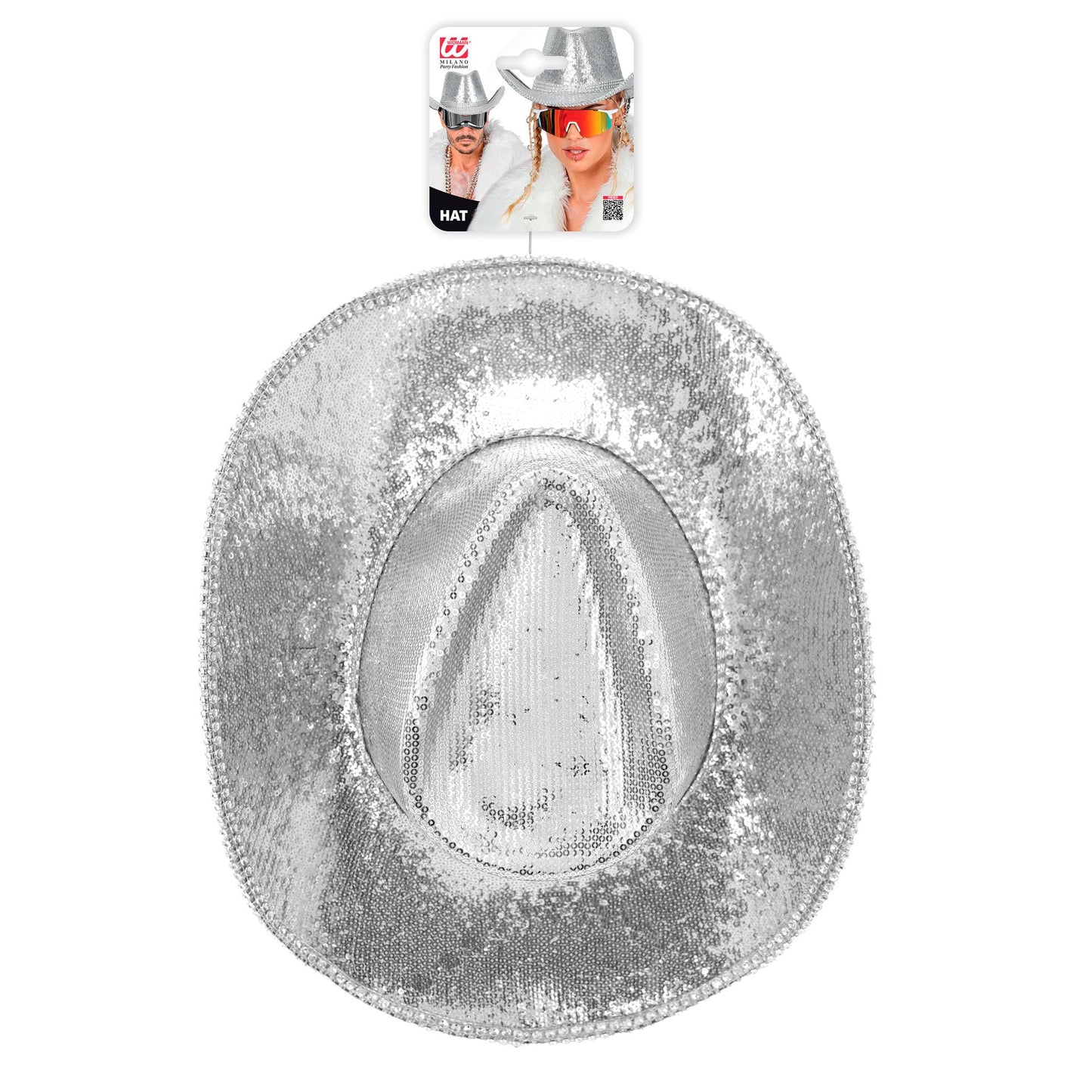 "SILBERNER PAILLETTEN COWBOY HUT MIT STRASS" – Detailansicht