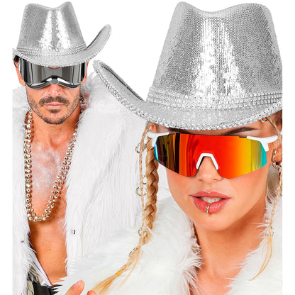 "SILBERNER PAILLETTEN COWBOY HUT MIT STRASS" – Ansicht 3