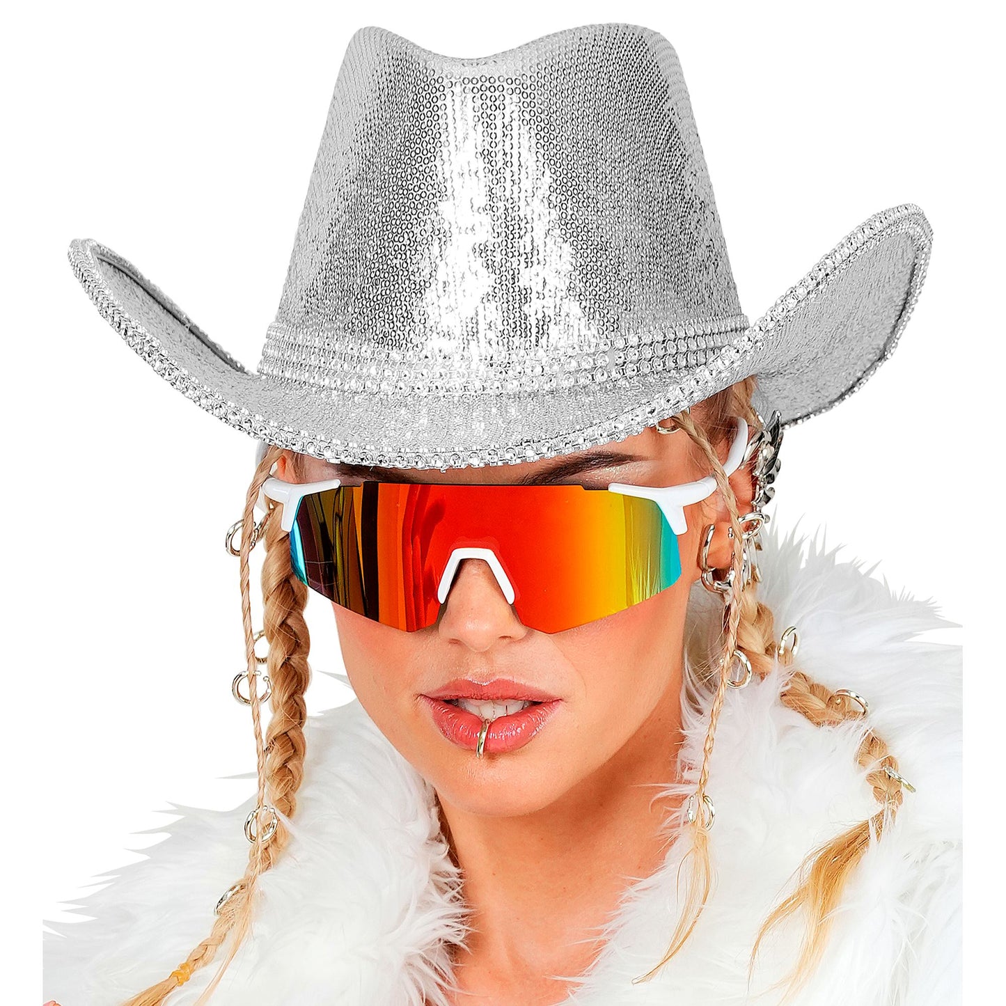 "SILBERNER PAILLETTEN COWBOY HUT MIT STRASS" – Ansicht 4