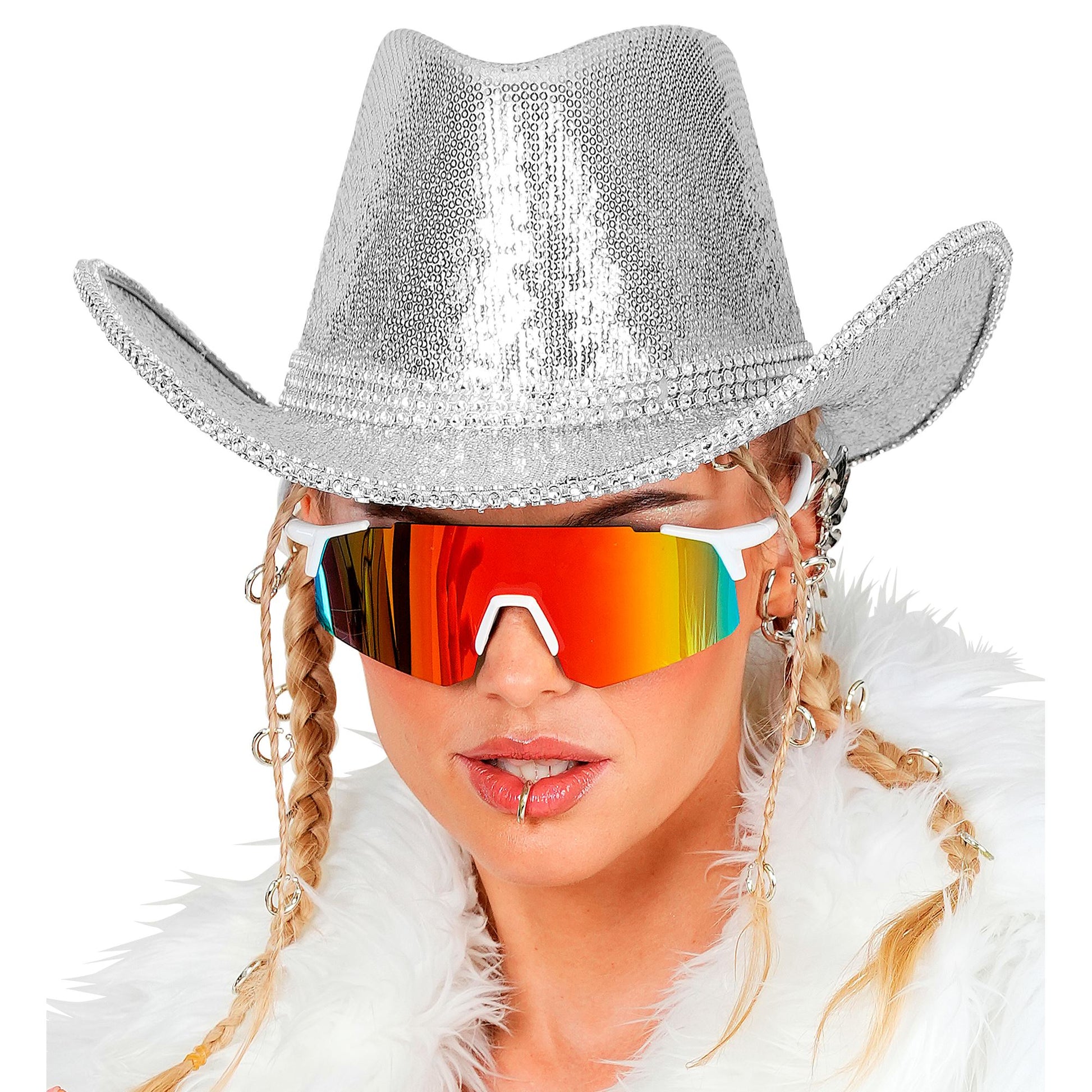 "SILBERNER PAILLETTEN COWBOY HUT MIT STRASS" – Ansicht 4